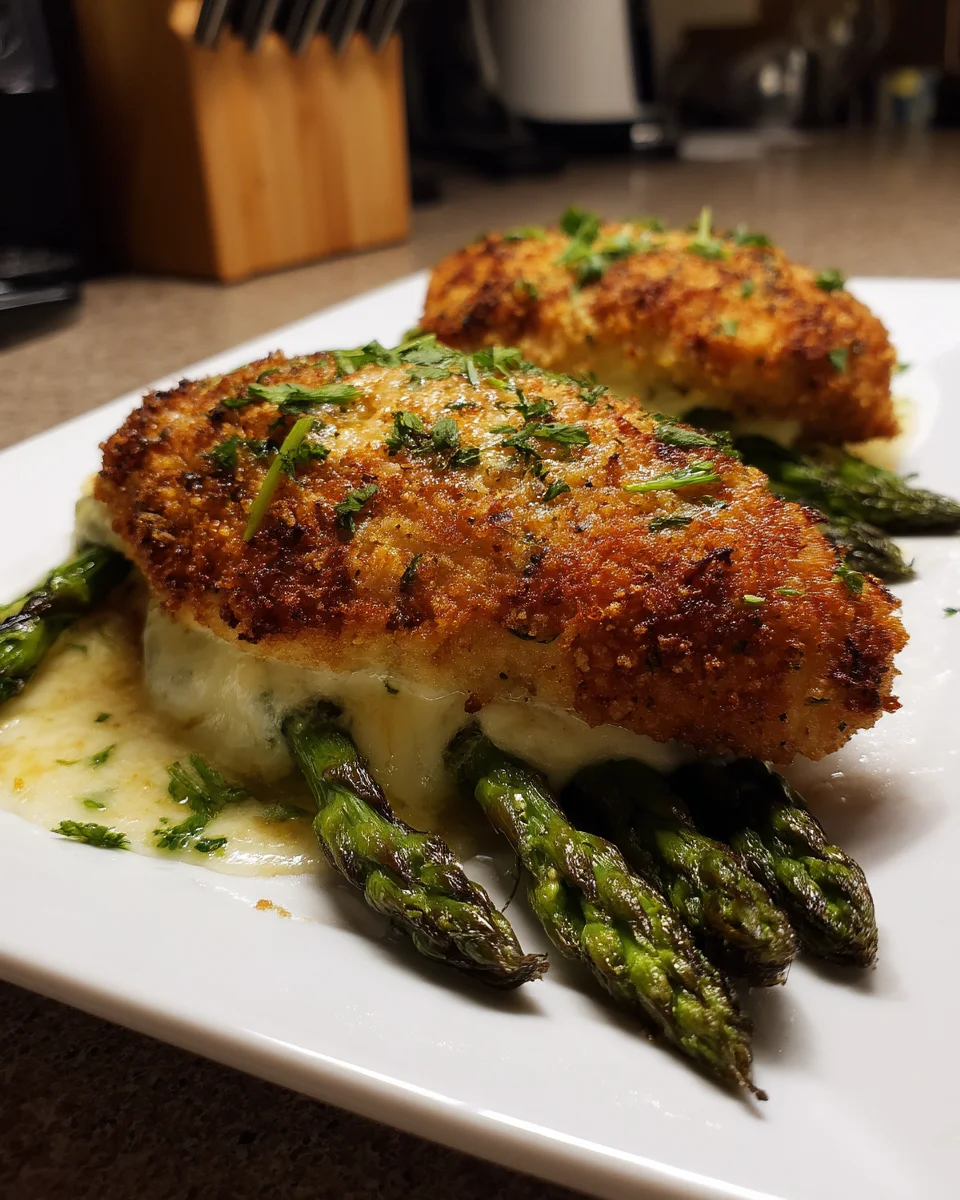 Baked Asparagus Stuffed Parmesan Chicken