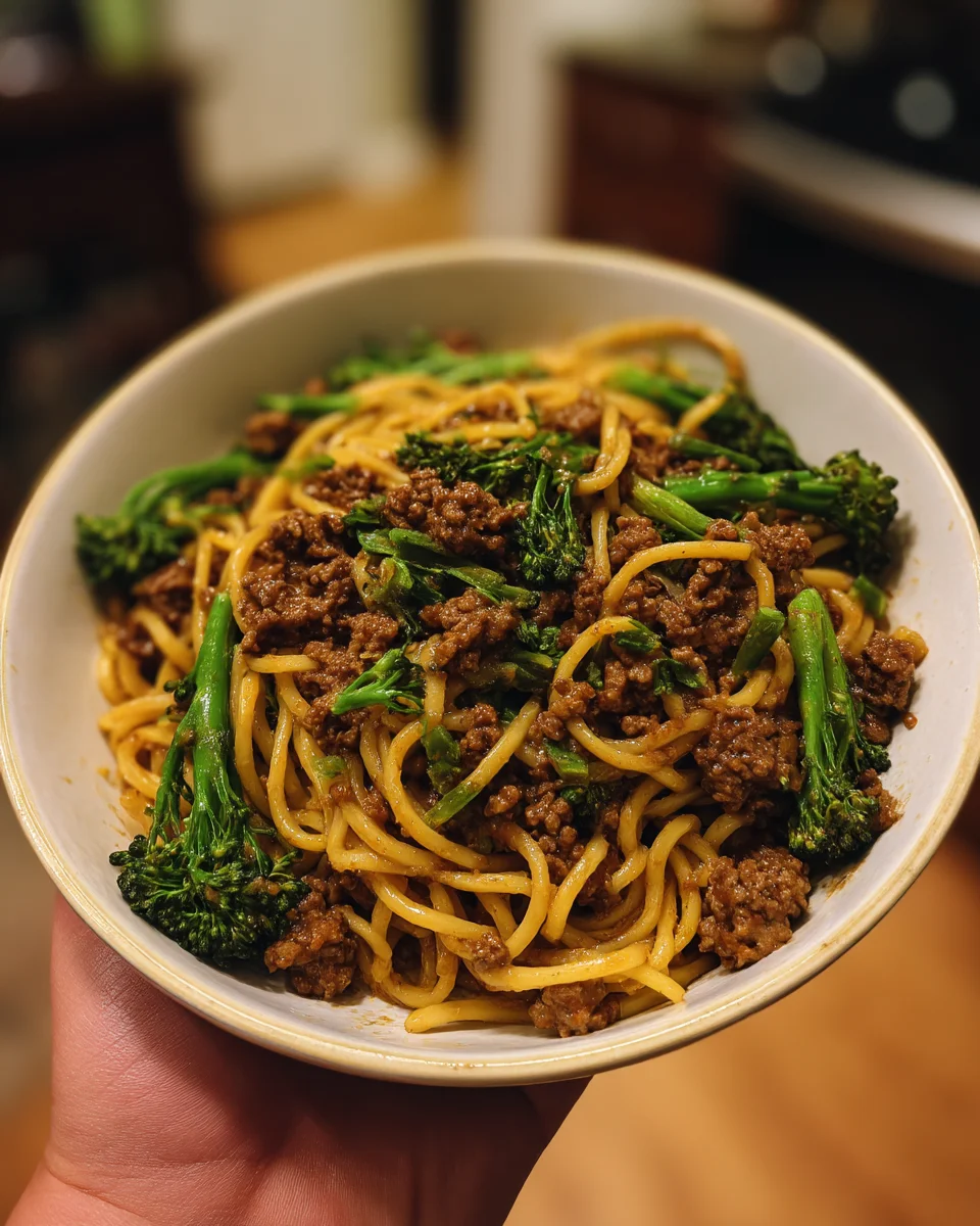Mongolian Ground Beef Noodles