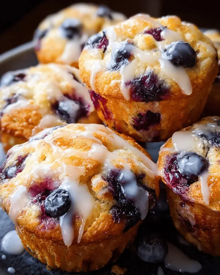 Blueberry Muffins Recipe with Lemon Glaze