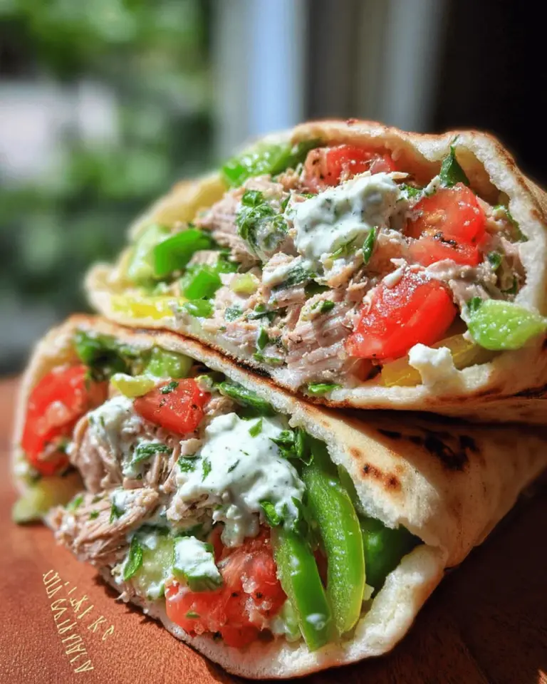 Greek Tuna Sandwich In A Pita with Easy Herb Aioli