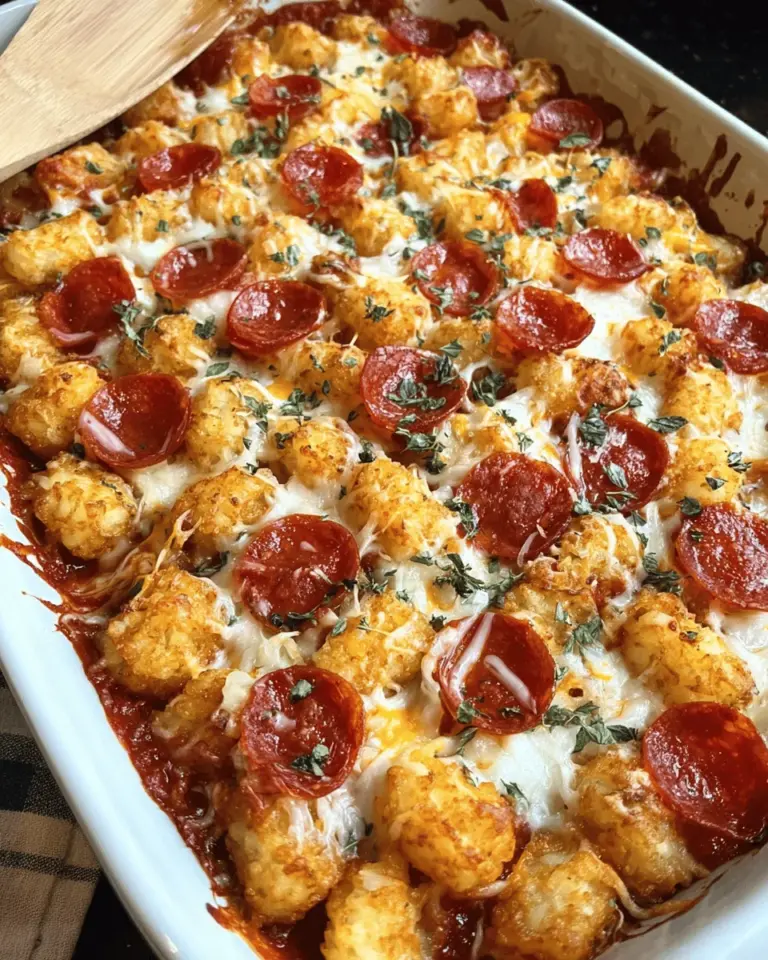 turkey pepperoni Pizza Tater Tot Casserole