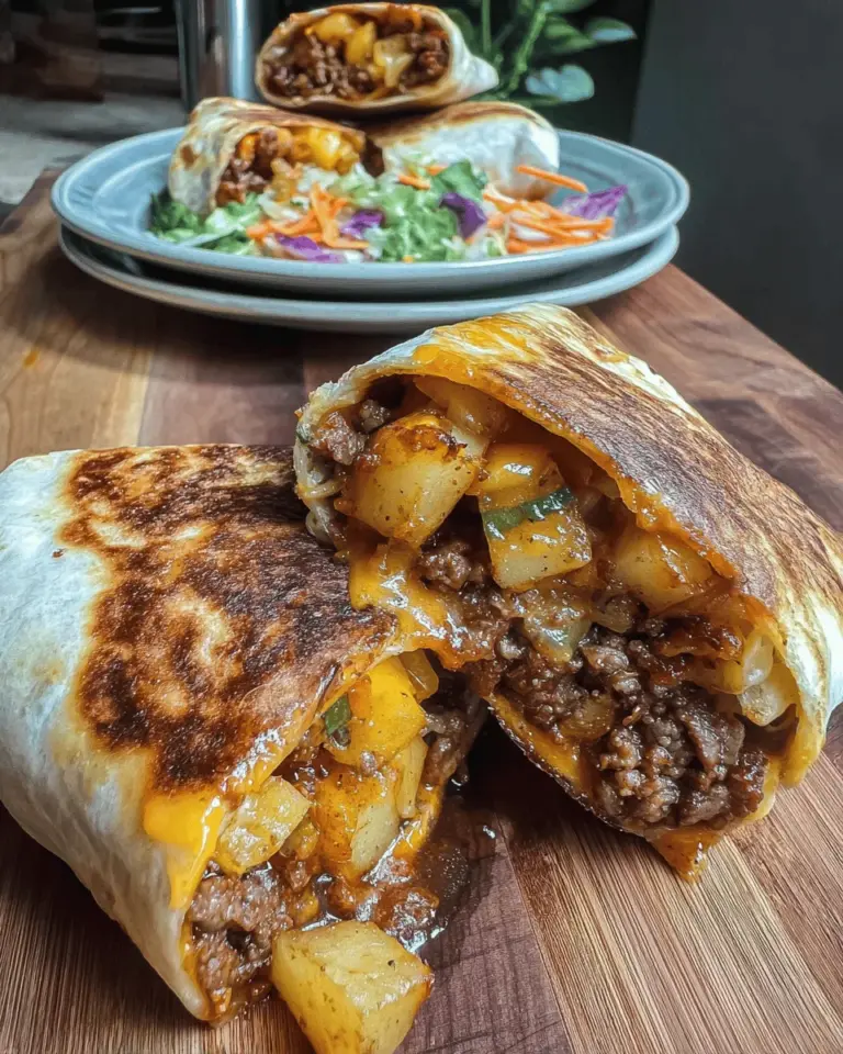 Cheesy Beef and Potato Burritos