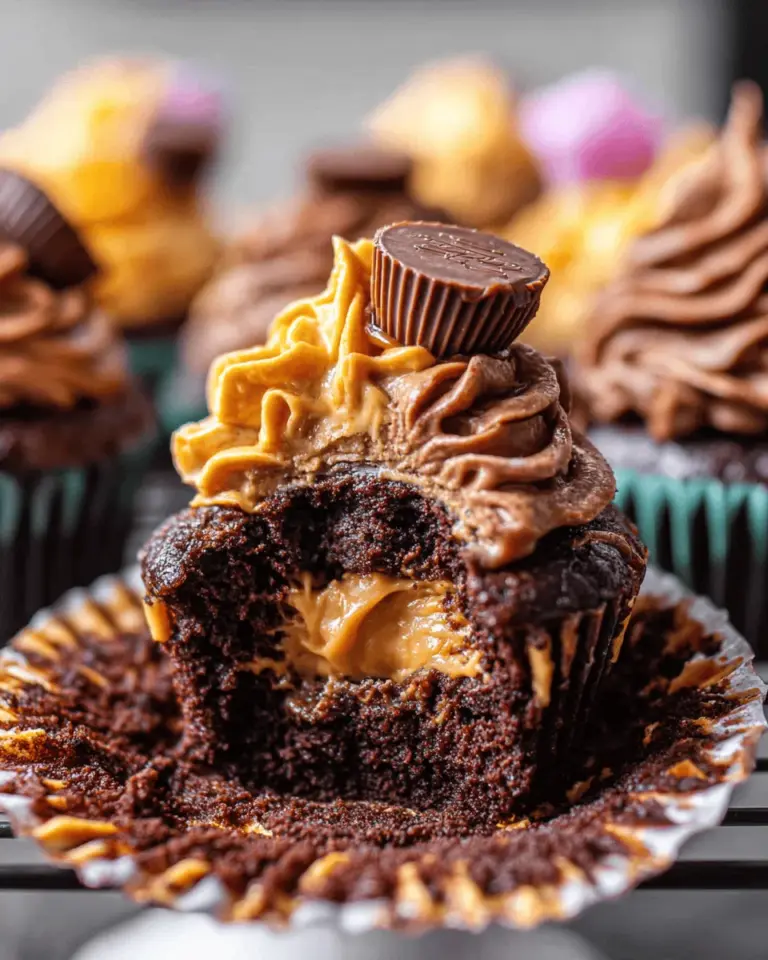 Chocolate and Peanut Butter Lava Cupcakes