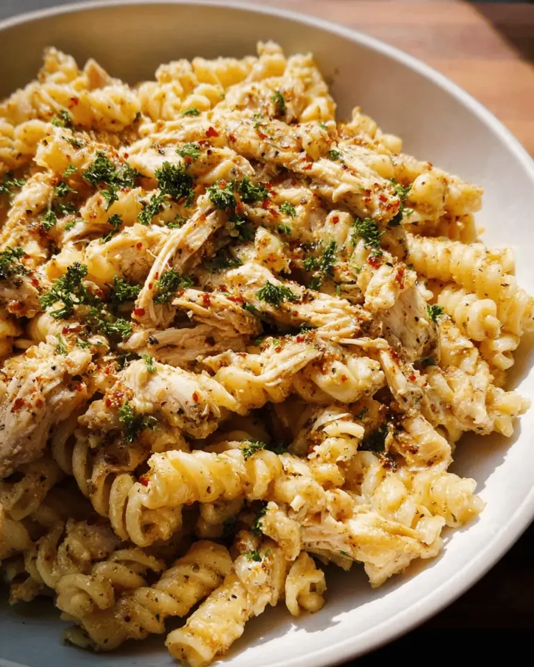 Crockpot Garlic Parmesan Chicken Pasta