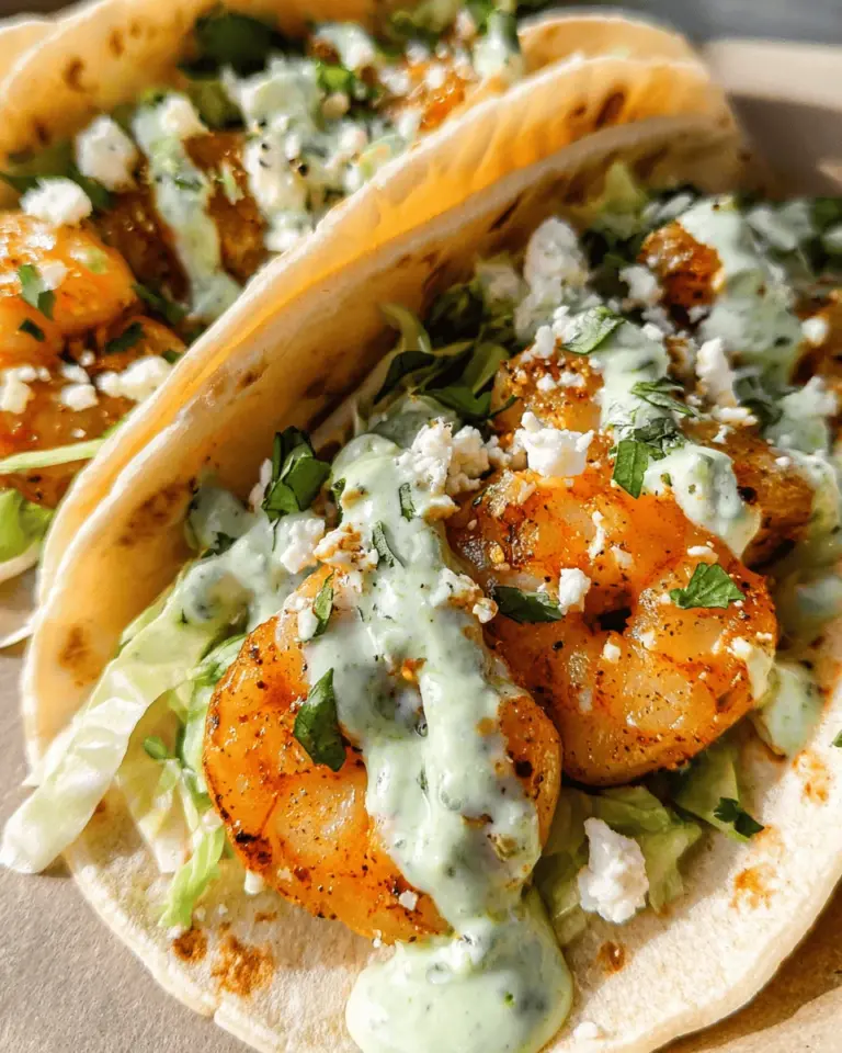 Shrimp Tacos with Spicy Cilantro Lime Sauce