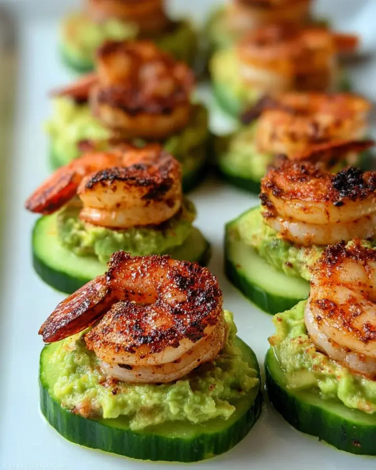 Blackened Shrimp Avocado Cucumber Bites