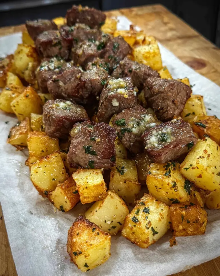 Garlic Butter Steak Bites & Crispy Potatoes