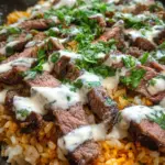 Steak Cheese and Rice